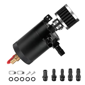 Rdxcv front view catch can showing compact black billet aluminum body benefit durable protection