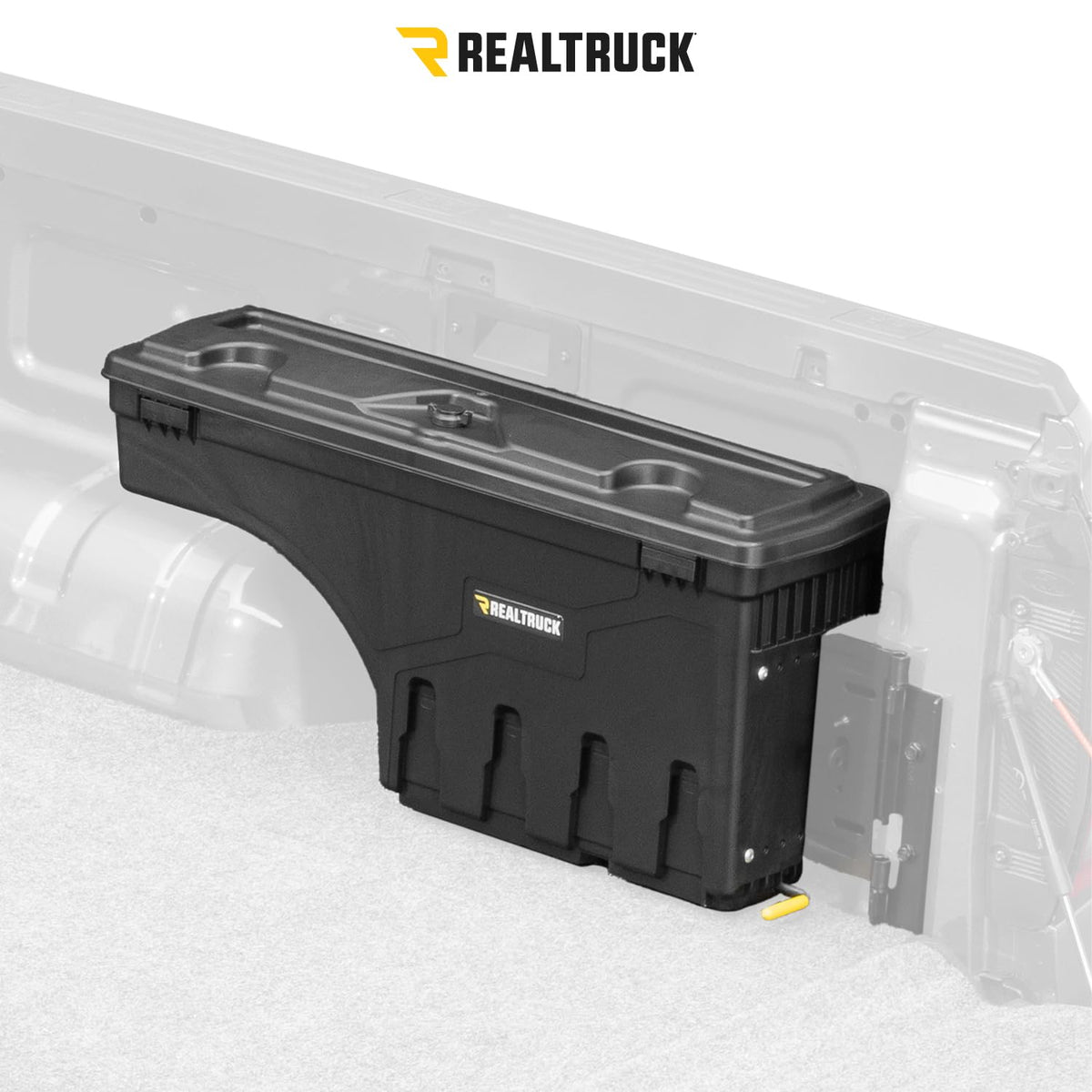 RealTruck SwingCase keyed lock close-up delivering secure storage benefit
