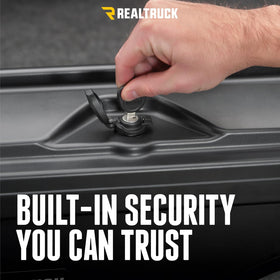 RealTruck SwingCase lid with cup holders for tailgate convenience benefit