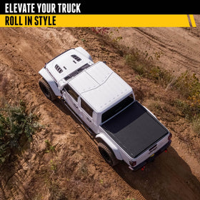 RealTruck TruXedo Lo Pro clamp-on rail install showing tool-free mounting benefit
