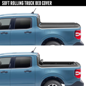 RealTruck TruXedo Lo Pro rolled open revealing full bed access and convenience