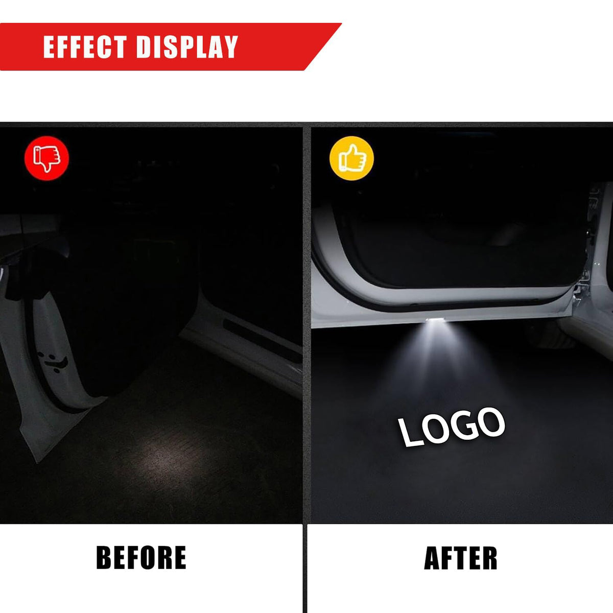 Reanna installed projector in car door edge demonstrating easy plug-and-play benefit