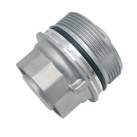 Recajia cap installed in engine bay illustrating direct-fit convenience benefit