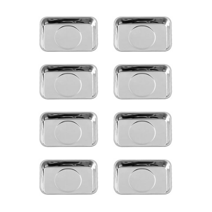 Rechabite front view of stainless steel trays showing size and finish benefit