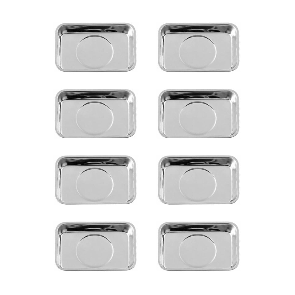 Rechabite front view of stainless steel trays showing size and finish benefit