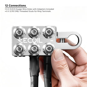 RECOIL ABT12 installed on top-post battery demonstrating neat polarity-separated terminals