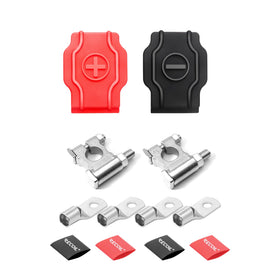 RECOIL front view of top post clamps showing kit and labels for quick identification and durability