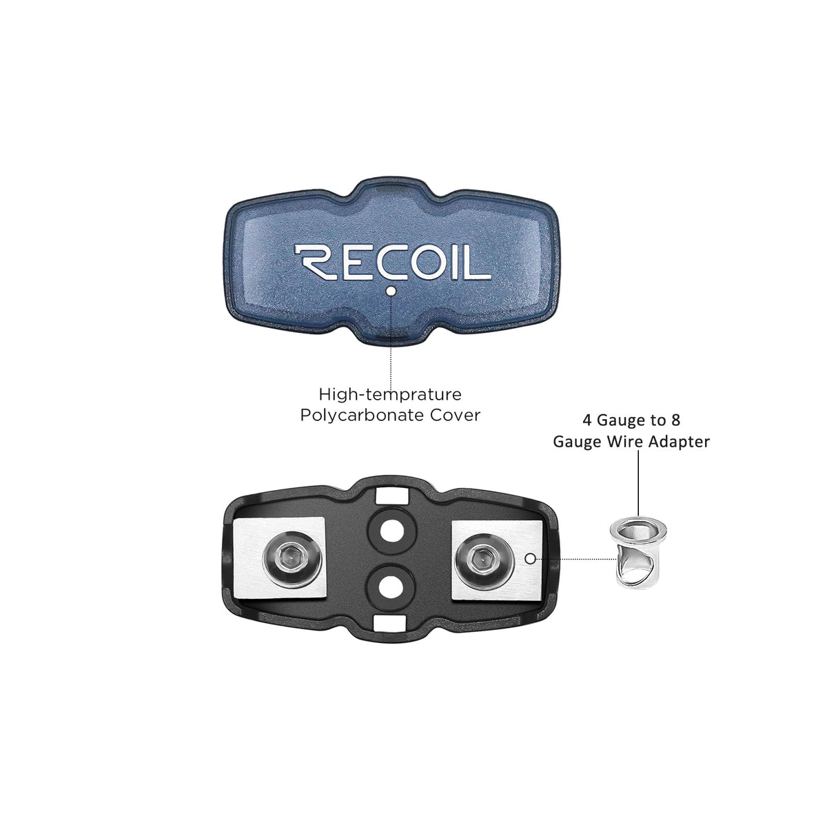 RECOIL SFH11-5 installed inline with 4/8 gauge cable demonstrating secure connection