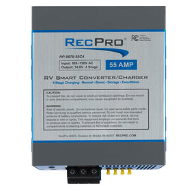 RecPro 55 Amp wiring diagram label close-up clarifying terminal functions for correct hookup benefit