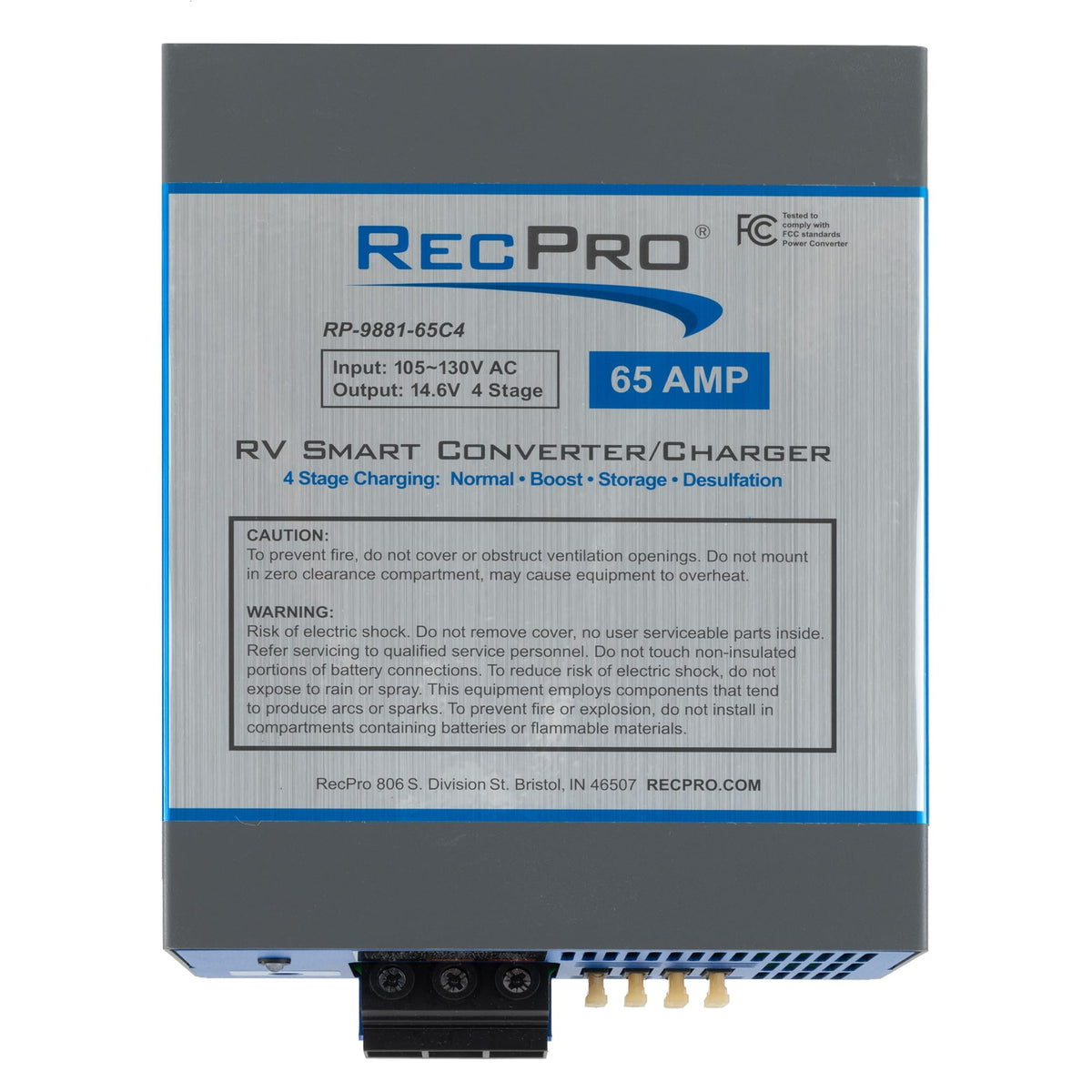 RecPro 65 Amp powering RV lights and appliances at a campsite for practical use