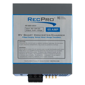 RecPro 65 Amp powering RV lights and appliances at a campsite for practical use