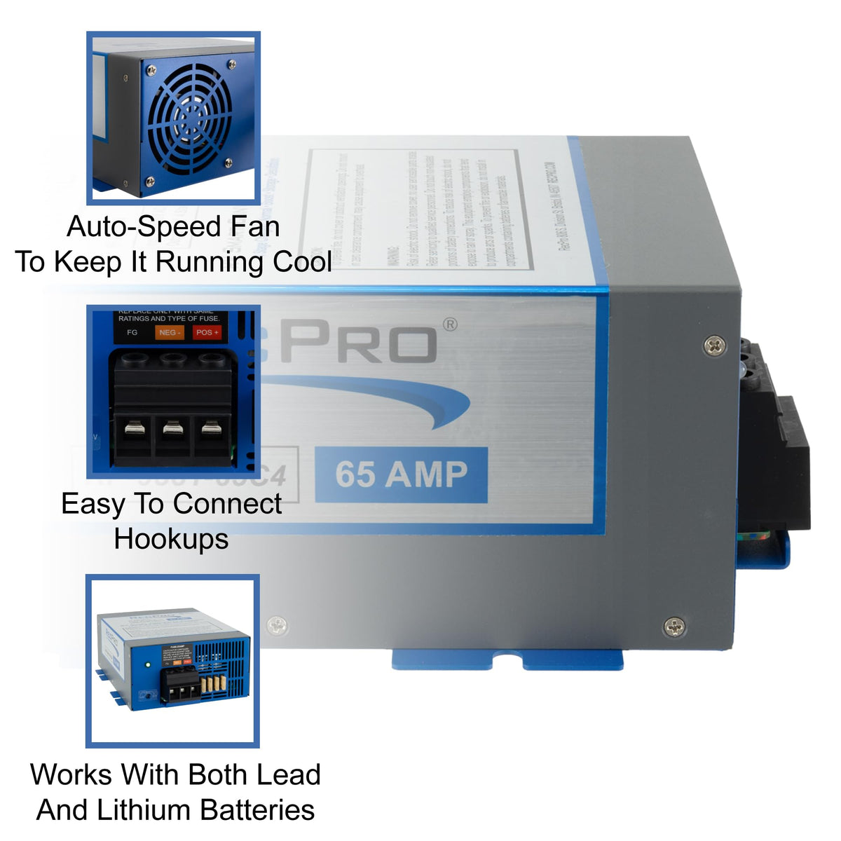 RecPro 65 Amp mounted inside an RV electrical compartment for compact integration