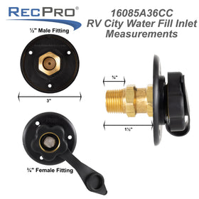 RecPro inlet next to ruler showing compact size for easy installation