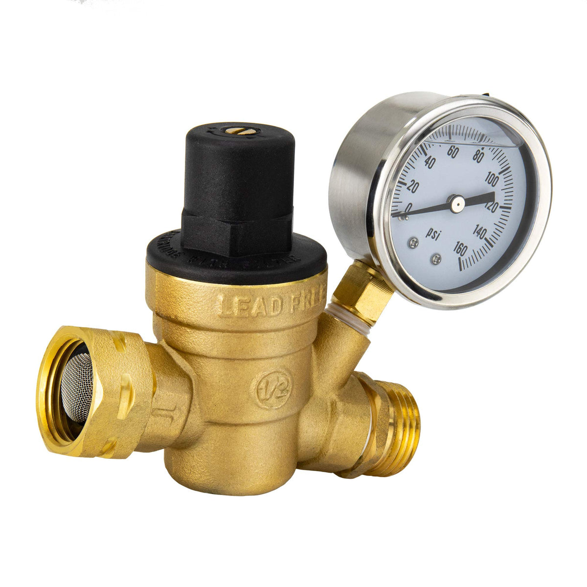 RecPro close-up of 0–160 PSI gauge face — precise pressure monitoring