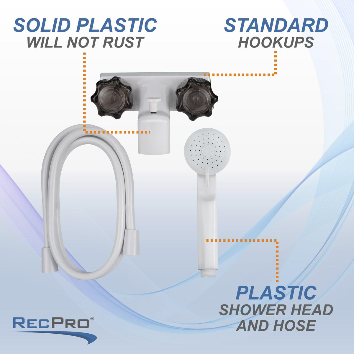 RecPro diverter valve detail illustrating quick switch between spout and spray