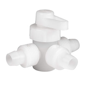 RecPro fitting installed on ½" PEX and gray tubing demonstrating tool-free connection
