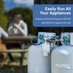 RecPro QCC1 pigtail hoses with flow limiters and check valves for safer propane supply