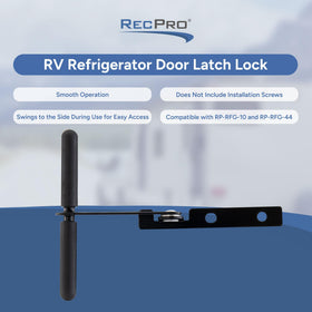 RecPro installed on RV refrigerator door demonstrating secure closure