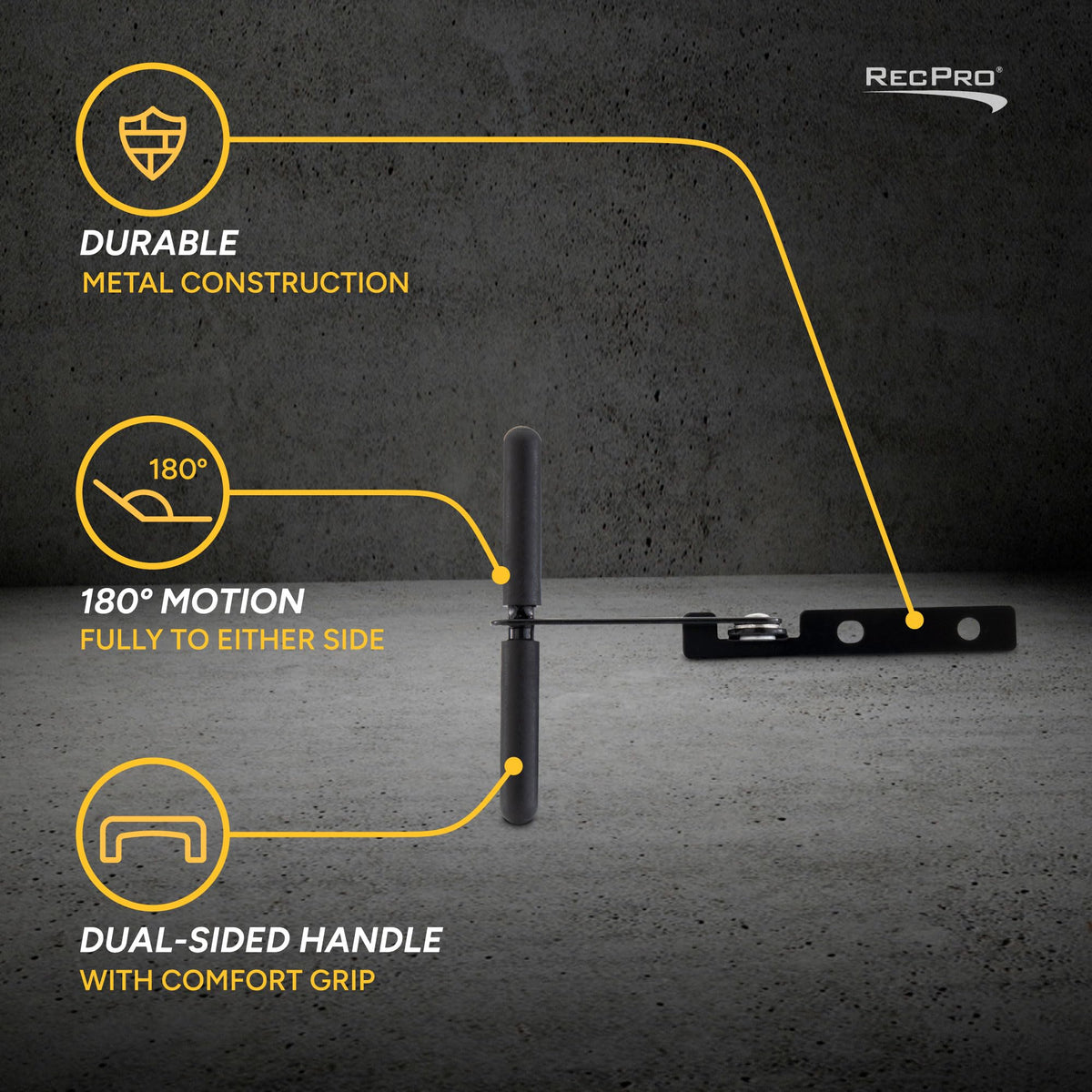 RecPro latch label and markings showing fit information for installers