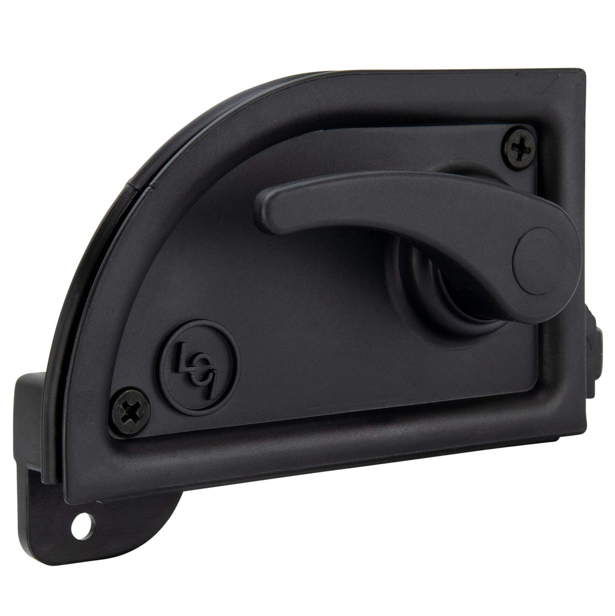 RecPro front view of black RV screen door latch showing clean design and durability