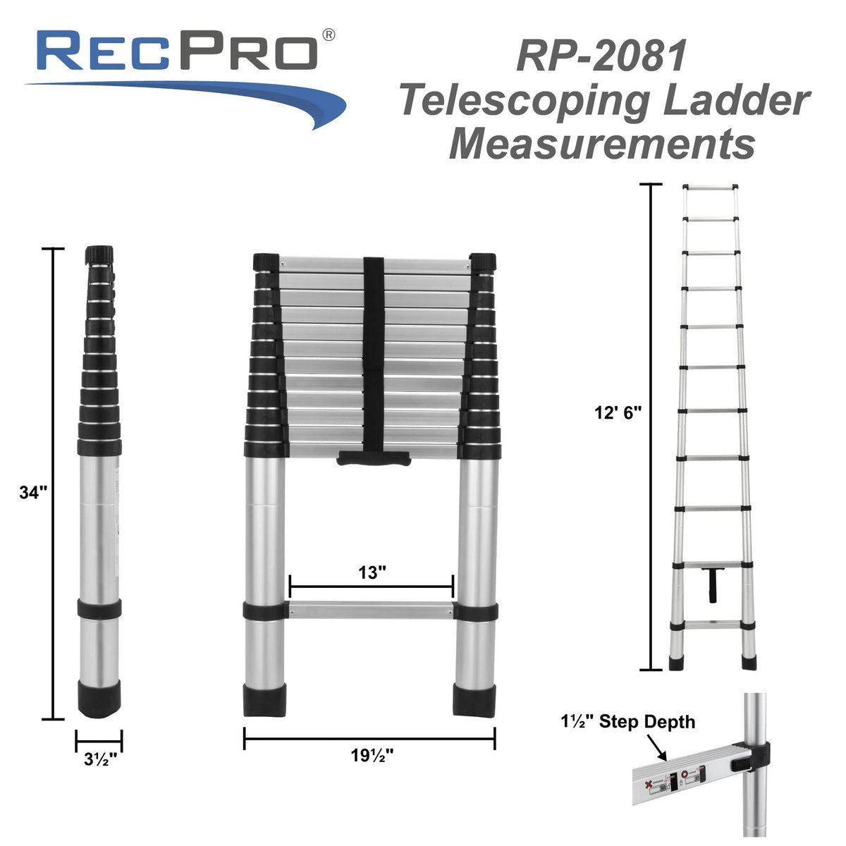 RecPro side profile extended to full 12.5ft height for reach