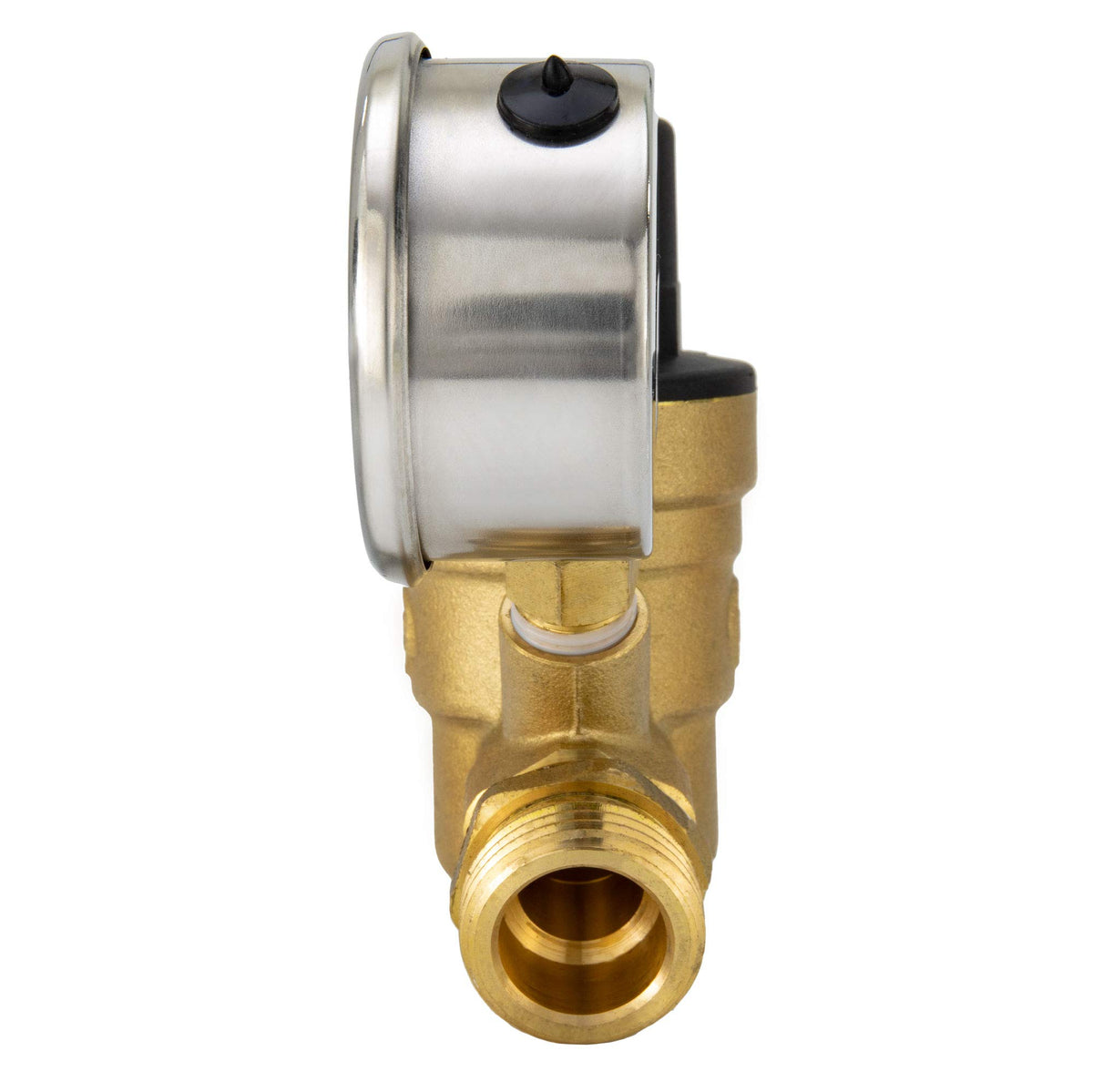 RecPro side profile showing brass construction — durable and lead-free
