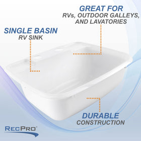 RecPro sink installed in RV vanity demonstrating space-saving advantage