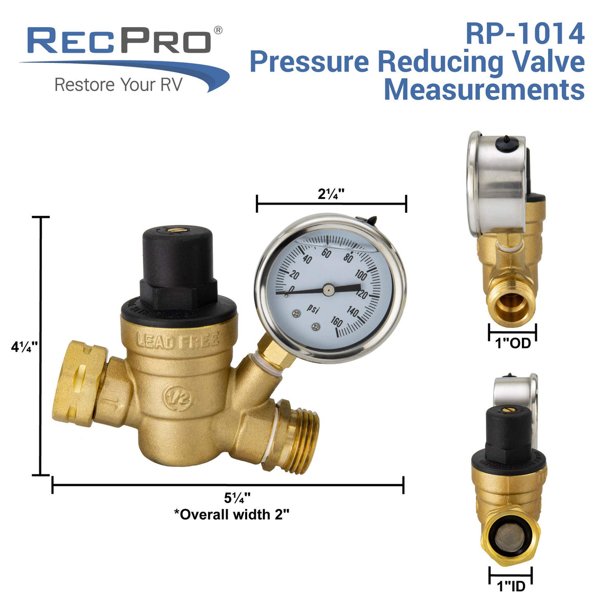 RecPro stainless-steel strainer detail — keeps debris from RV water lines