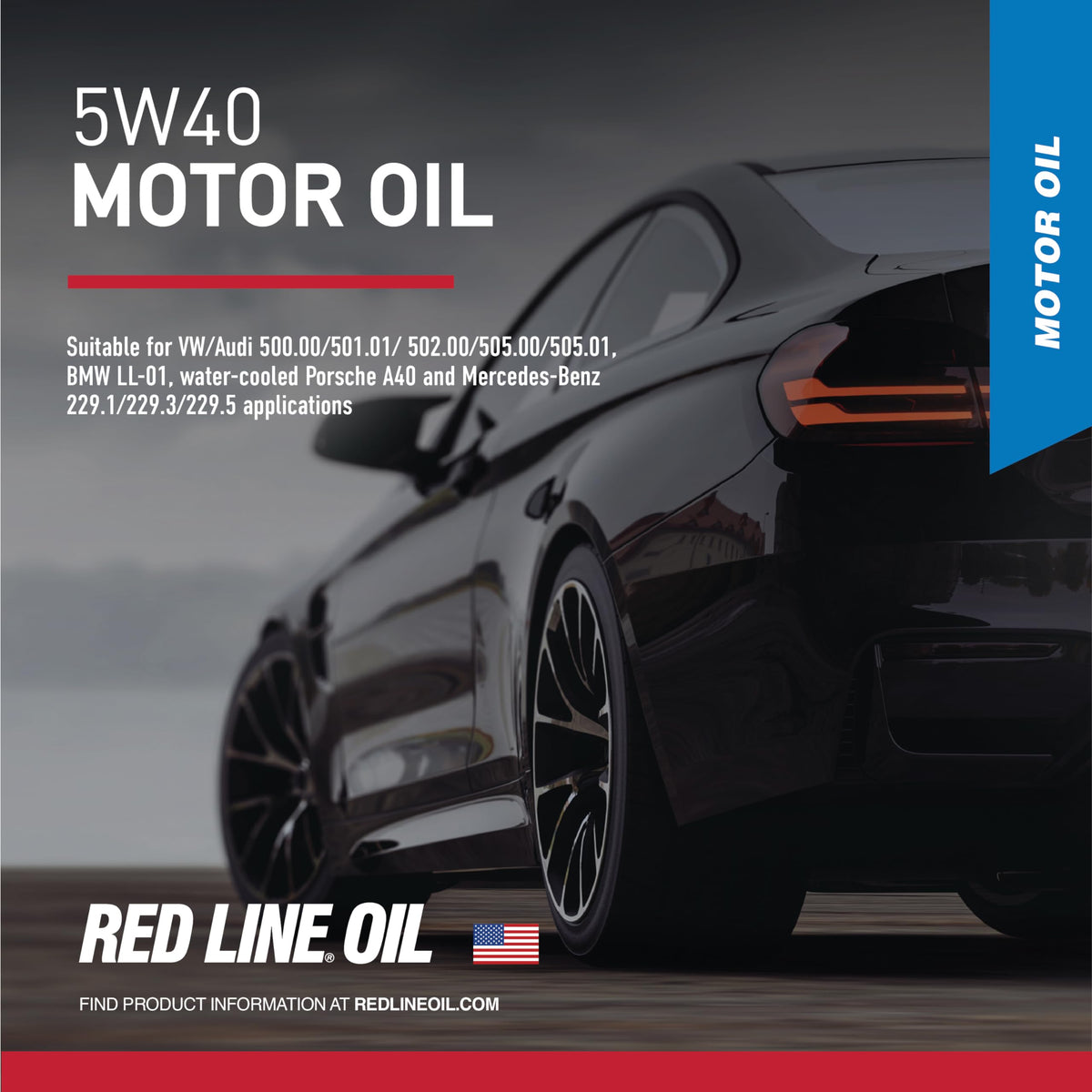 Red Line label close-up detailing ester/PAO formula and application benefits