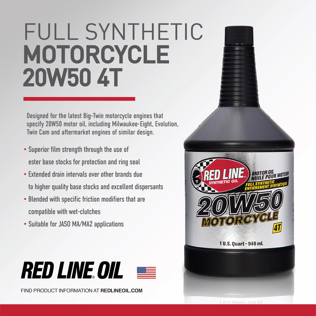 Red Line 42504 oil texture close-up highlighting full-synthetic clarity and viscosity