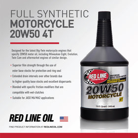 Red Line 42504 oil texture close-up highlighting full-synthetic clarity and viscosity