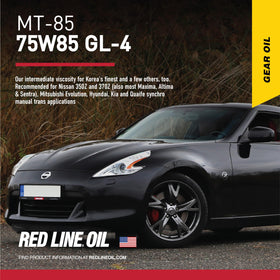 Red Line label close-up highlighting product grade and GL-4 compatibility for confidence