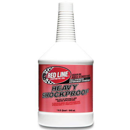 Red Line 58204 front view showing quart bottle and racing-focused label benefits