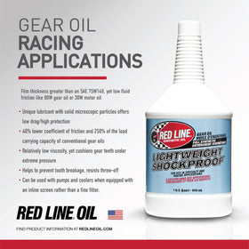 Red Line 58404 oil pour showing smooth texture and low-temperature flow characteristics