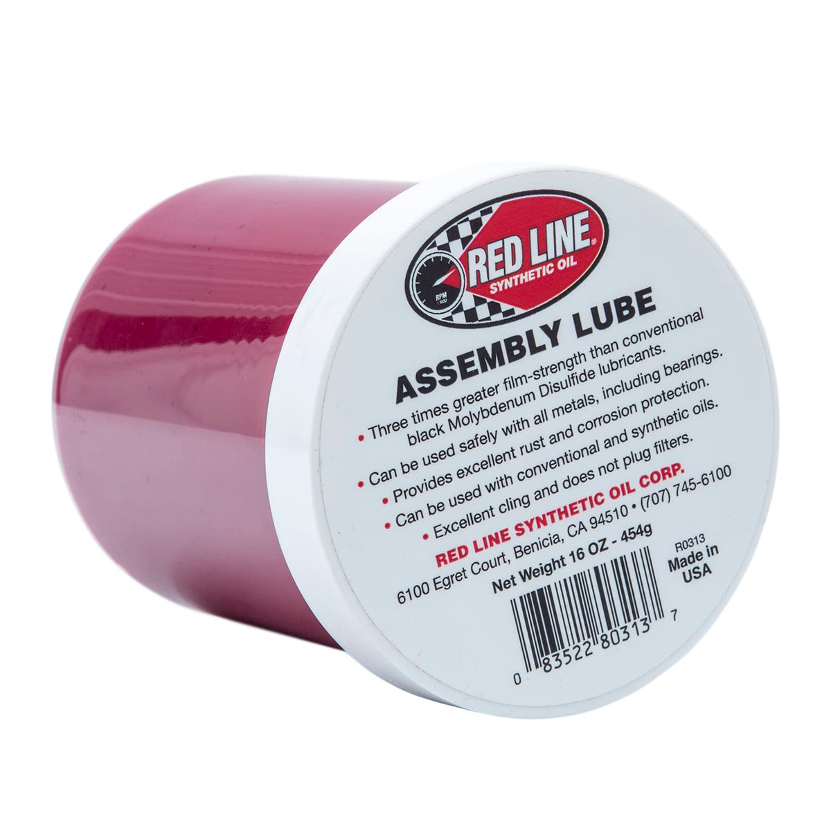 Red Line 80313 jar front view showing label and 16-ounce capacity protecting parts