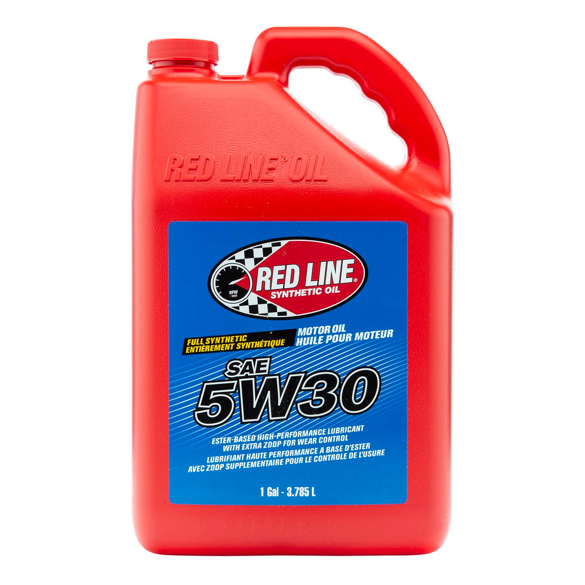 Red Line front label showing product name and SAE benefits for quick identification