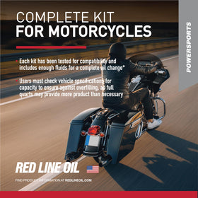 Red Line fuel injection cleaner and accessories laid out for complete service support