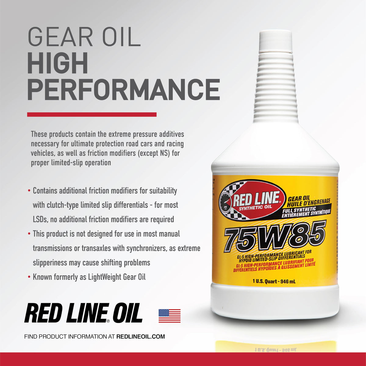 Red Line gear oil surface sheen demonstrating synthetic formulation stability