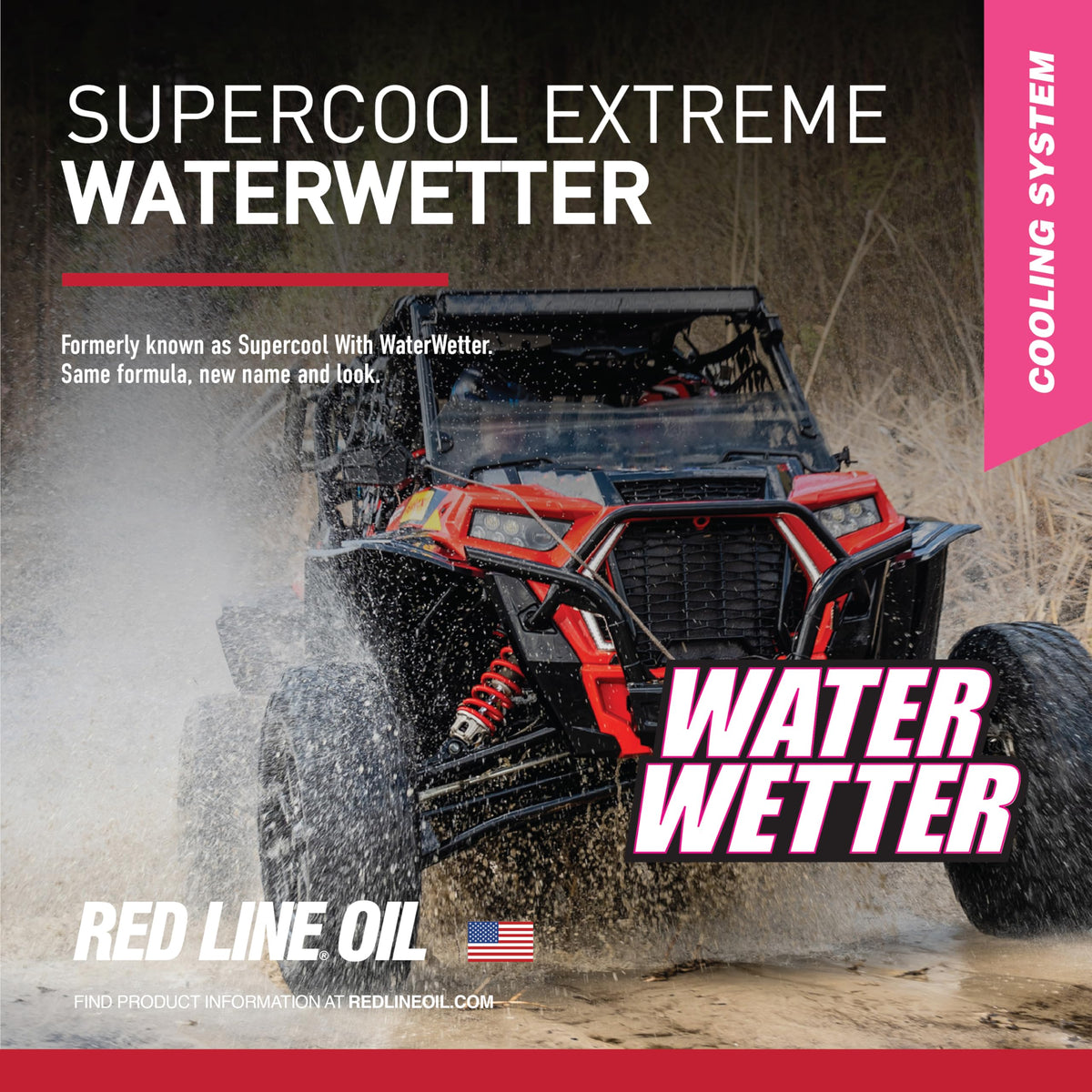 Red Line label close-up highlighting WaterWetter formula and benefits