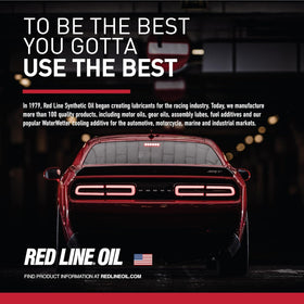 Red Line injector comparison graphic showing cleaner spray pattern