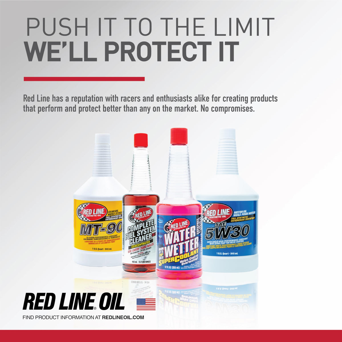 Red Line gallon beside common items showing scale for purchase confidence benefit