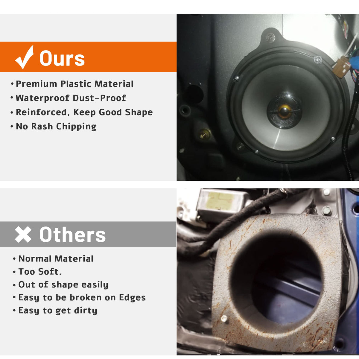 RED WOLF adapter installed in Subaru rear door reducing rattles and improving fit benefit