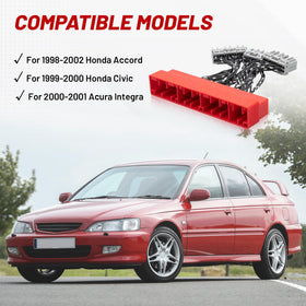 RED WOLF red OBD2B connector close-up illustrating secure plug engagement and corrosion resistance