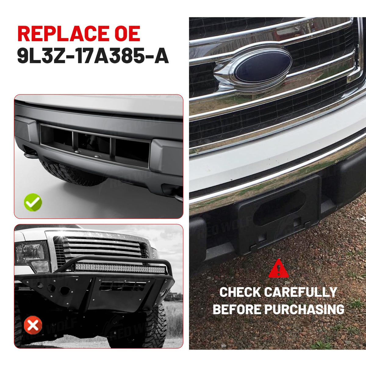RED WOLF installed on F-150 bumper demonstrating secure plate mounting