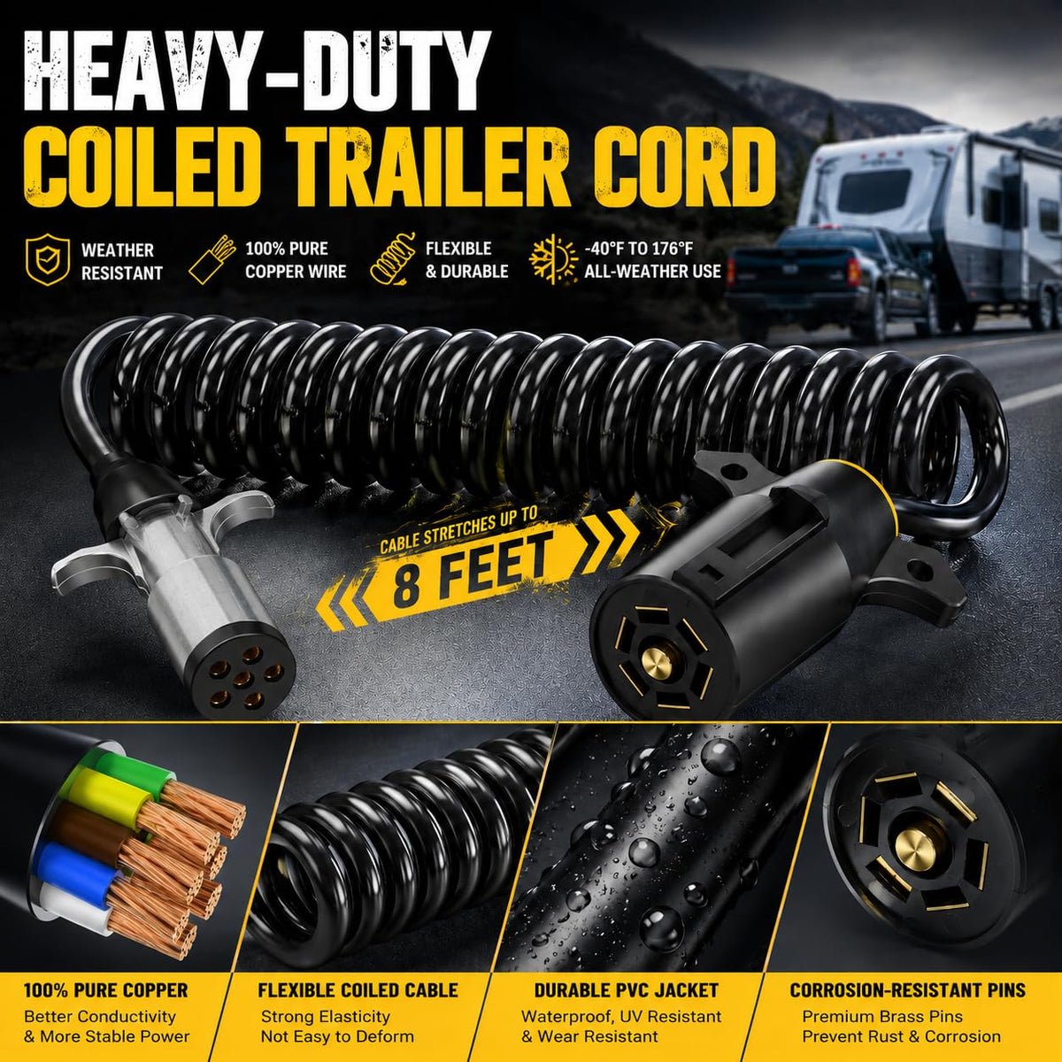REDALAN coiled cable stretched to show flexibility and reduced drag benefit