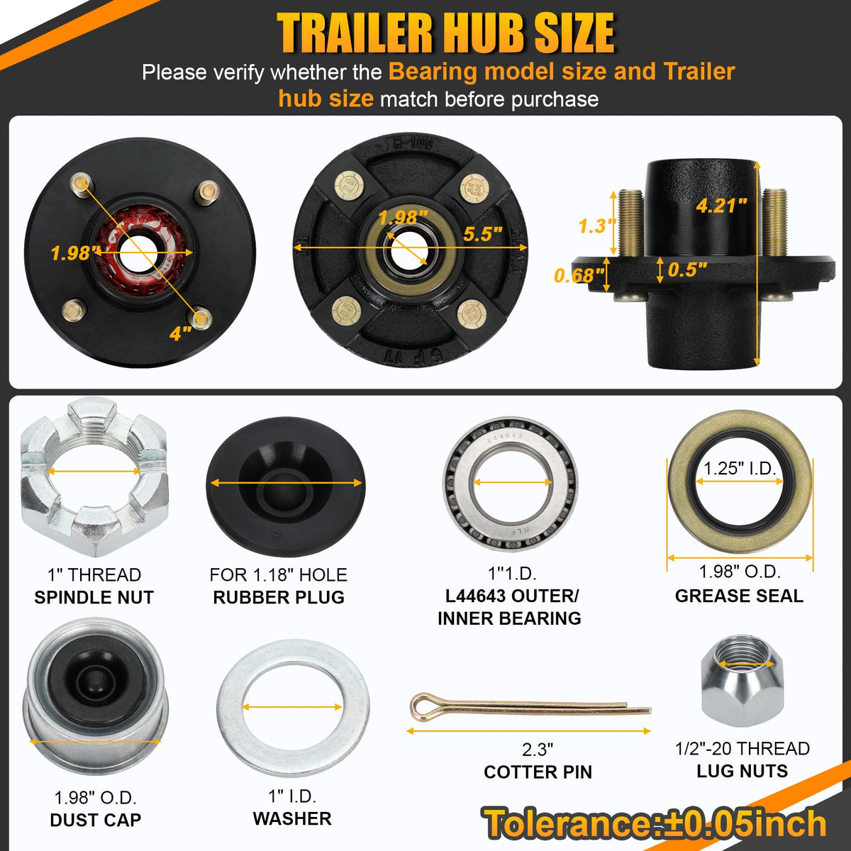 redants dust cap with included lug nuts and castle nut, complete kit