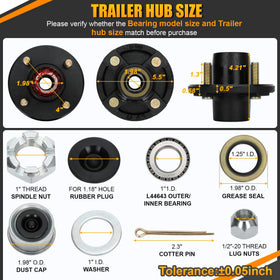 redants dust cap with included lug nuts and castle nut, complete kit