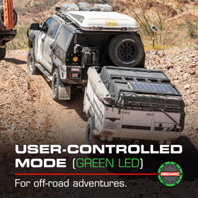 REDARC controller side profile highlighting slim design and low‑profile benefit reduced intrusion