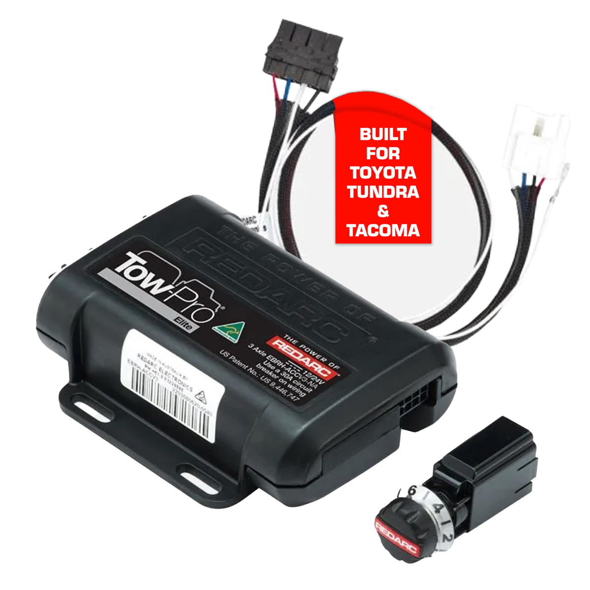 REDARC Tow‑Pro Elite front view showing compact controller and branding benefit precise control