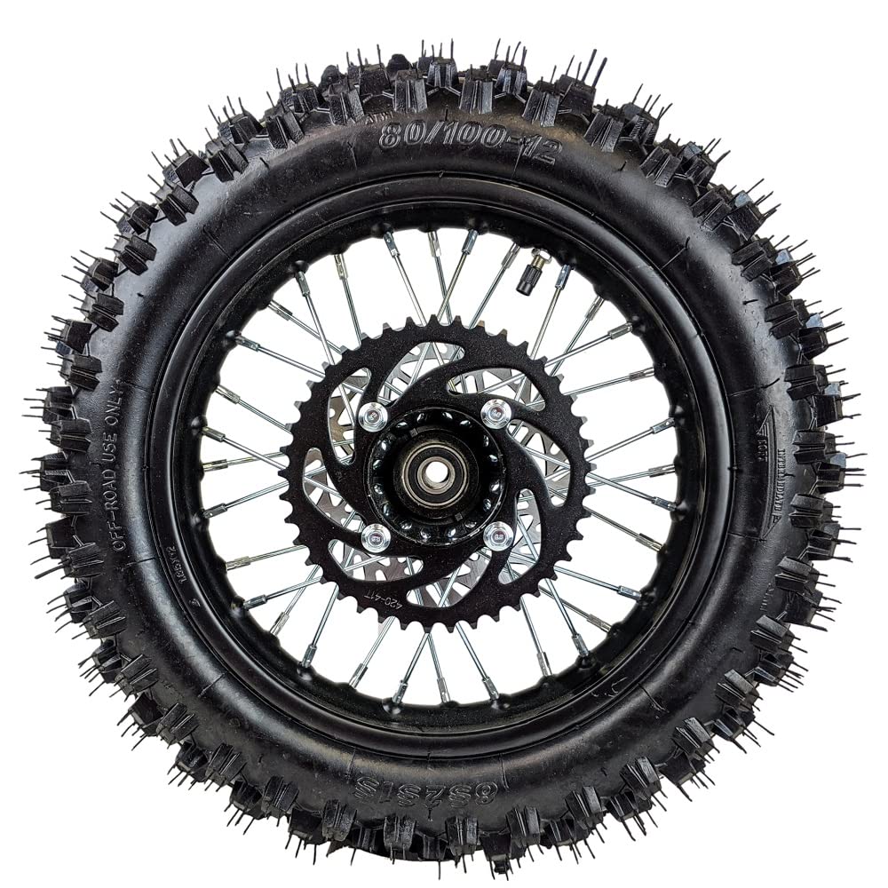 RedCap rear wheel installed on pit bike demonstrating correct fit and performance